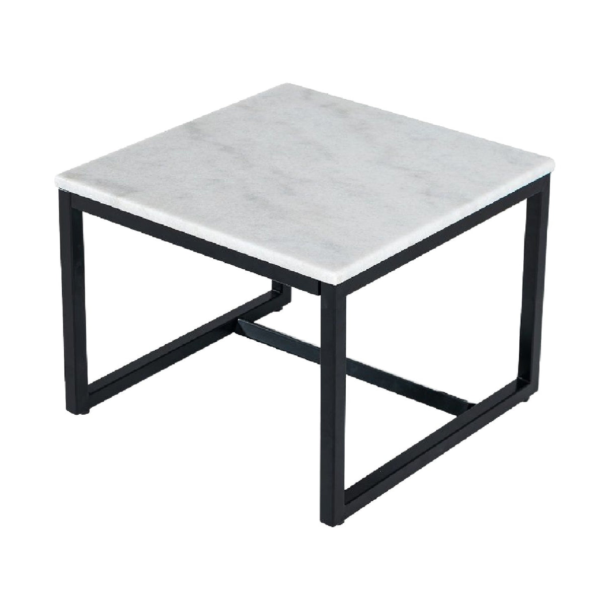 Square White Marble End Table – Baca – side view