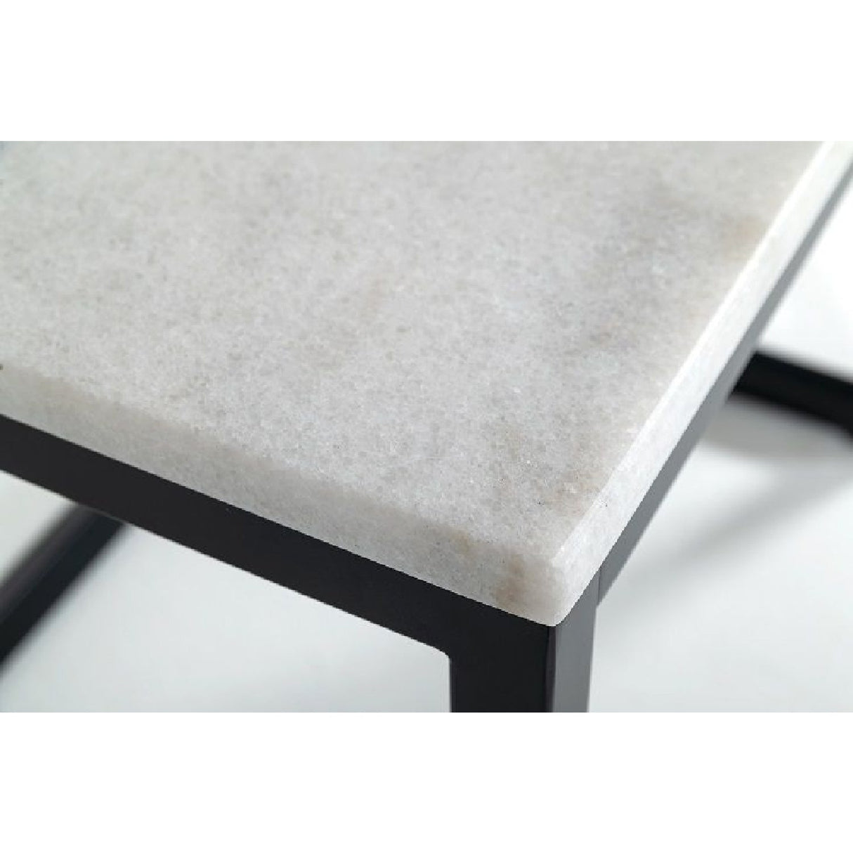Square White Marble End Table – Baca – rear view