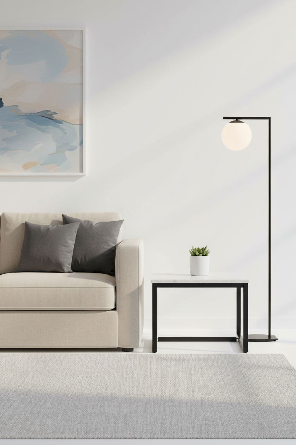 Square White Marble End Table | OROA Modern Baca