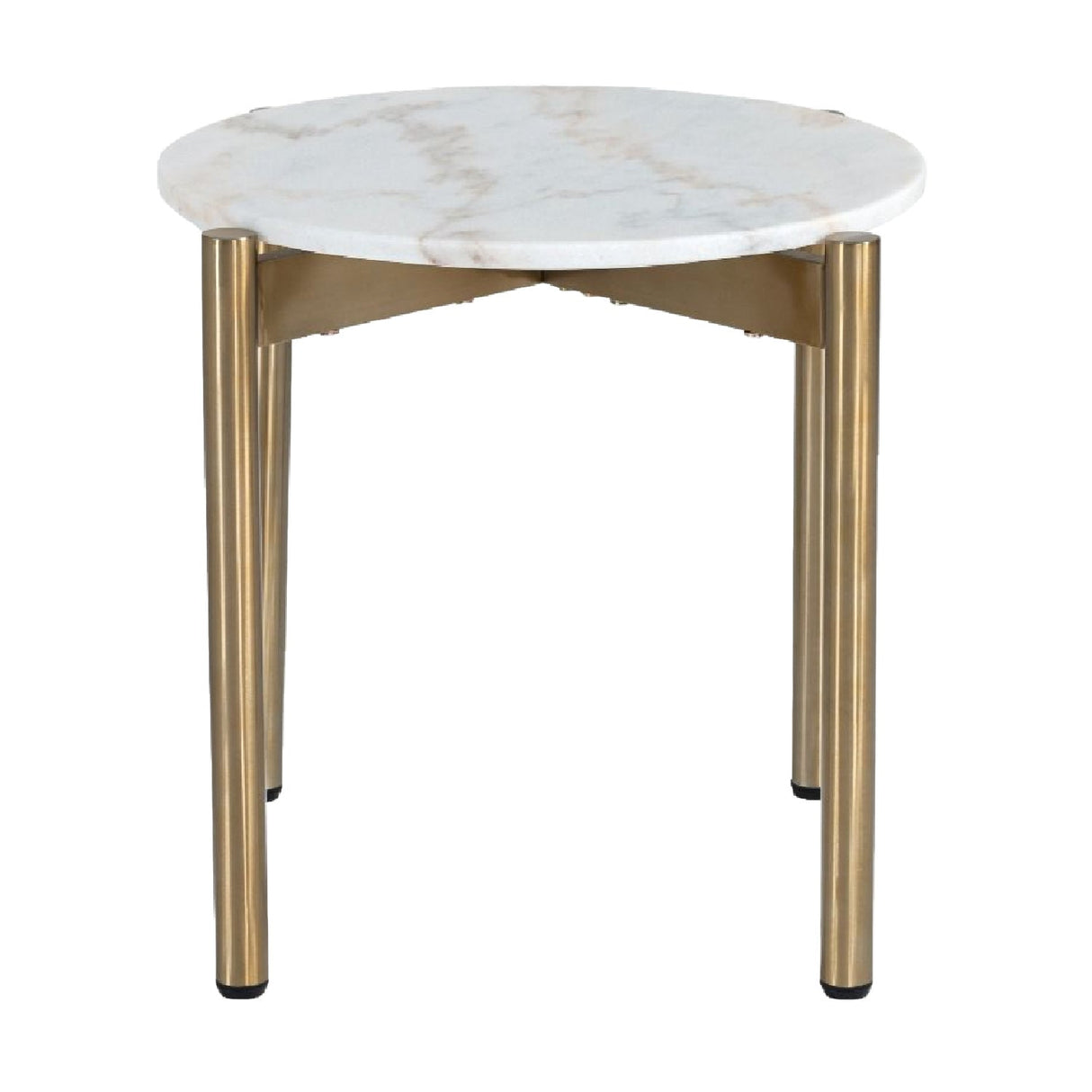 Square White Marble End Table – Baca – front view