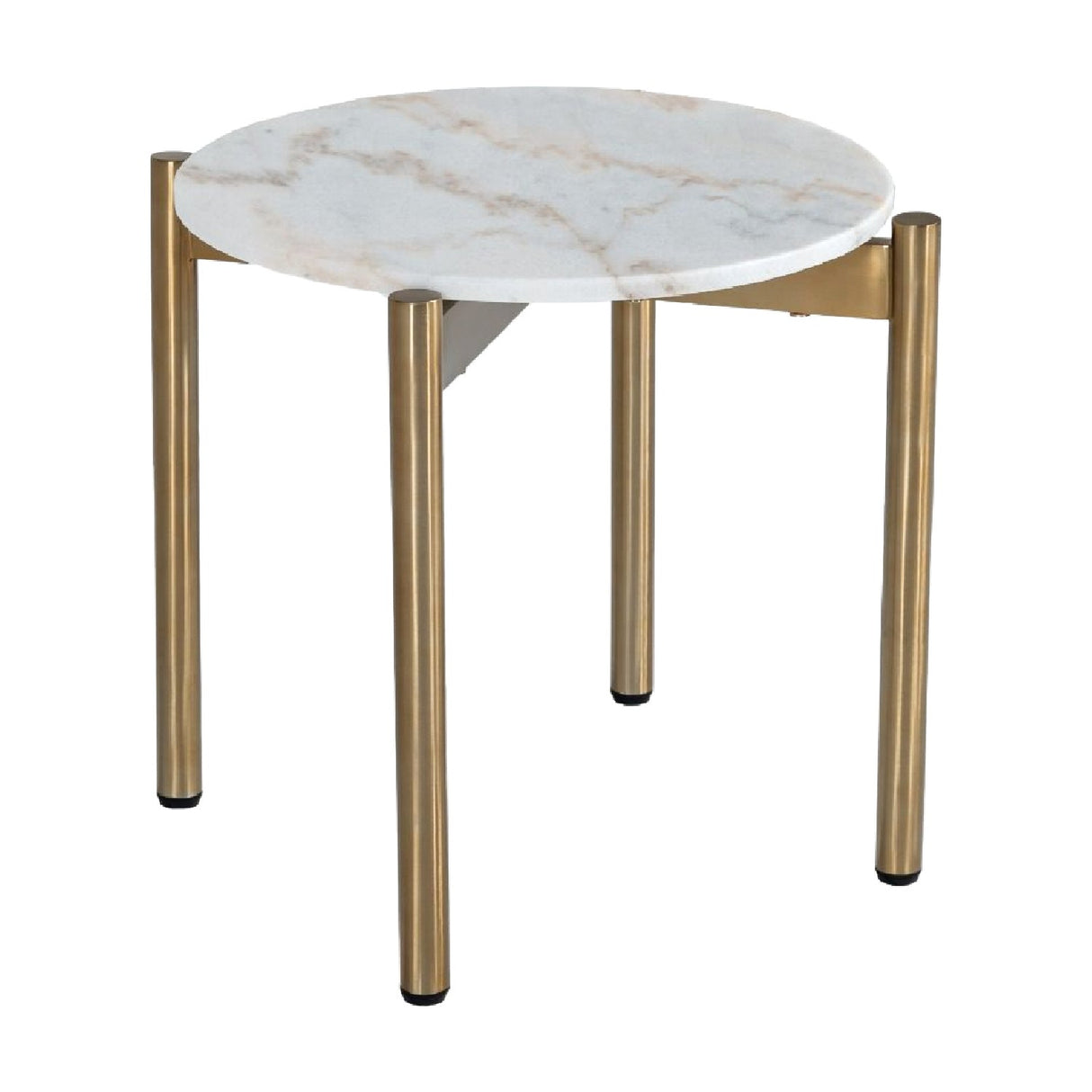 Square White Marble End Table – Baca – side view