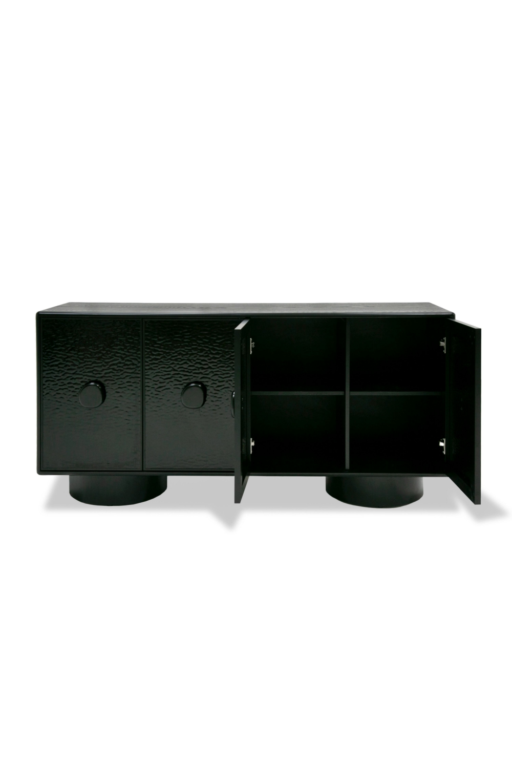 Black Wave Glass 4-Door Sideboard | Oroa.com