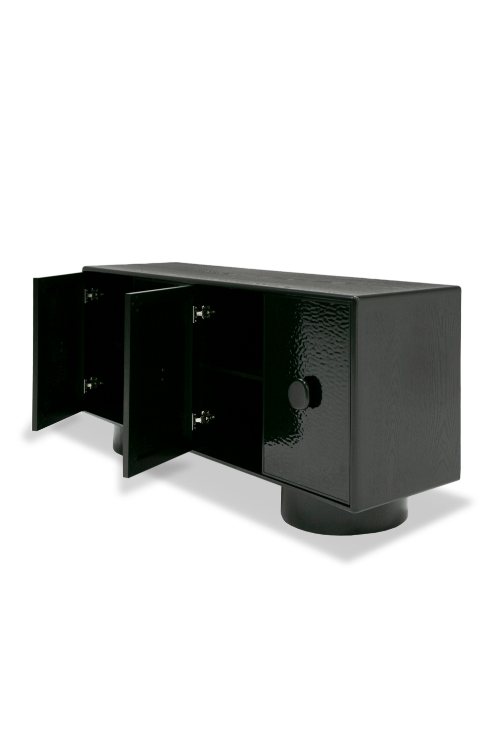 Black Wave Glass 4-Door Sideboard | Oroa.com