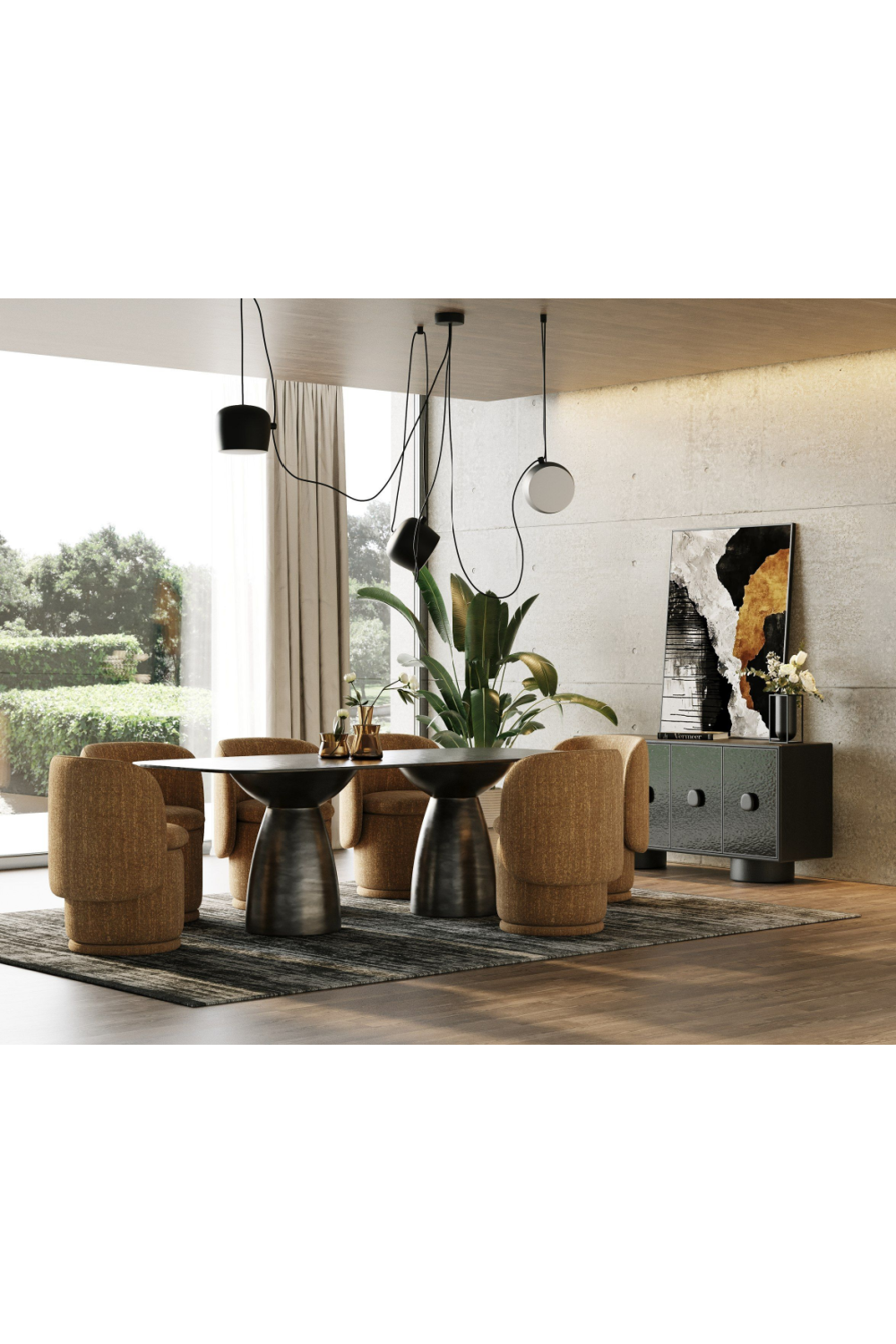 Black Wave Glass 4-Door Sideboard | Oroa.com