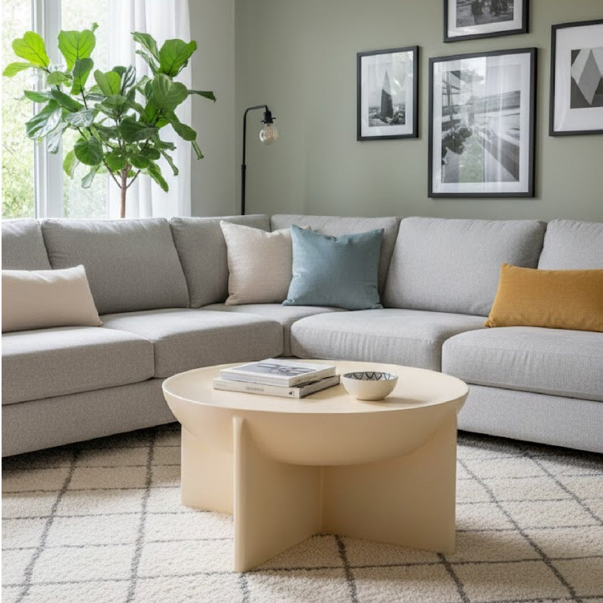 Beige Concrete Round Coffee Table | OROA Modern Elsa | Oroa.com