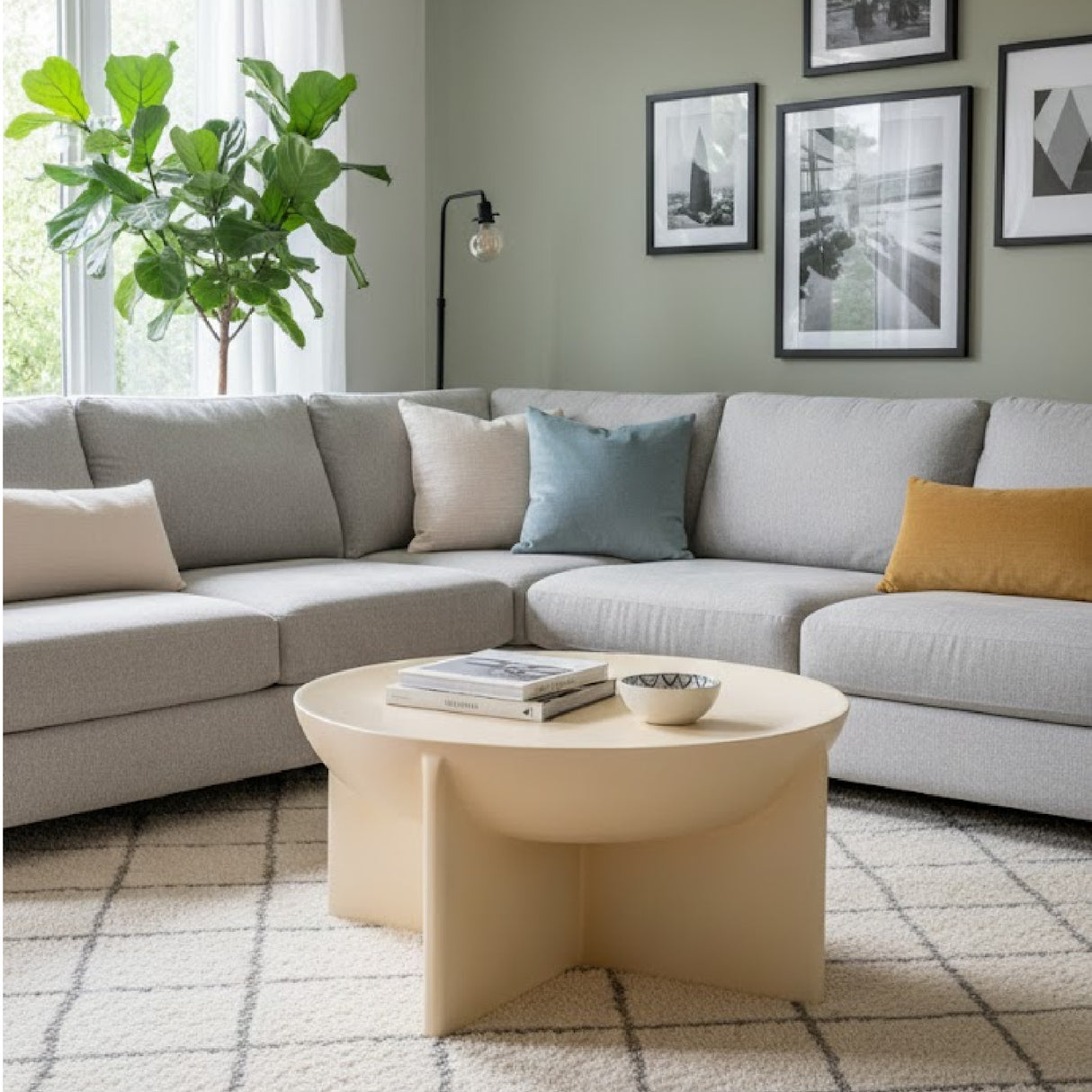 Beige Concrete Round Coffee Table | OROA Modern Elsa | Oroa.com