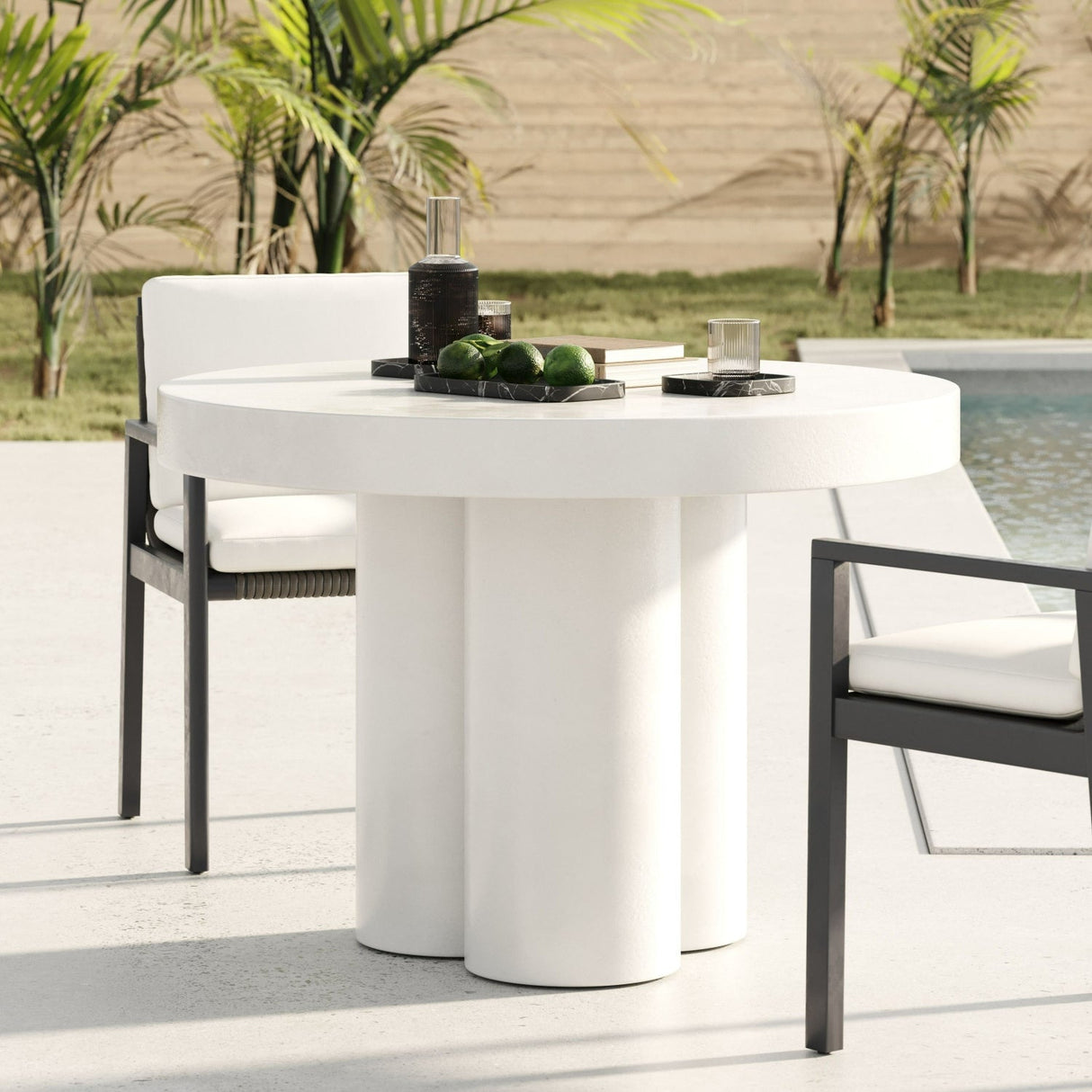 Round Concrete Dining Table – Bruni – angled view