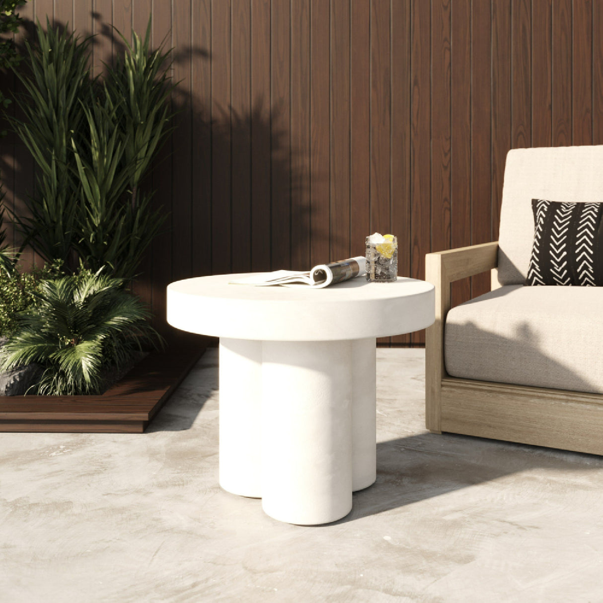 Concrete Round End Table – Bruni – side view
