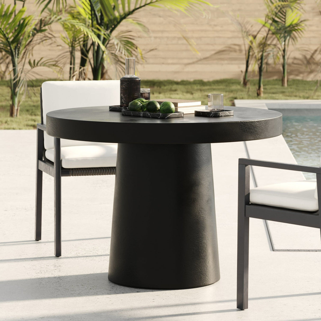 Round Concrete Pedestal Dining Table | OROA Modern Desoto