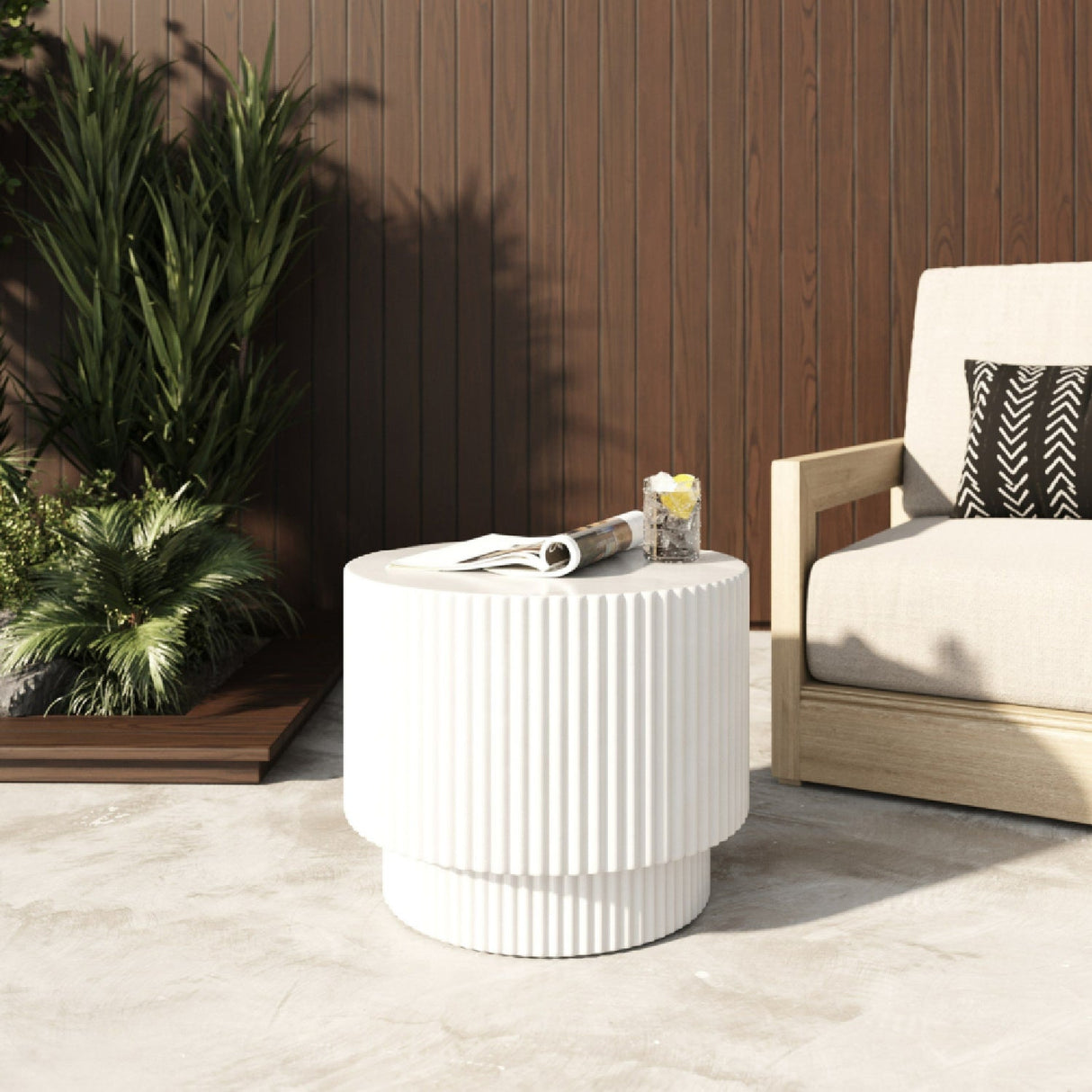Concrete Round End Table – Gruver – angled view