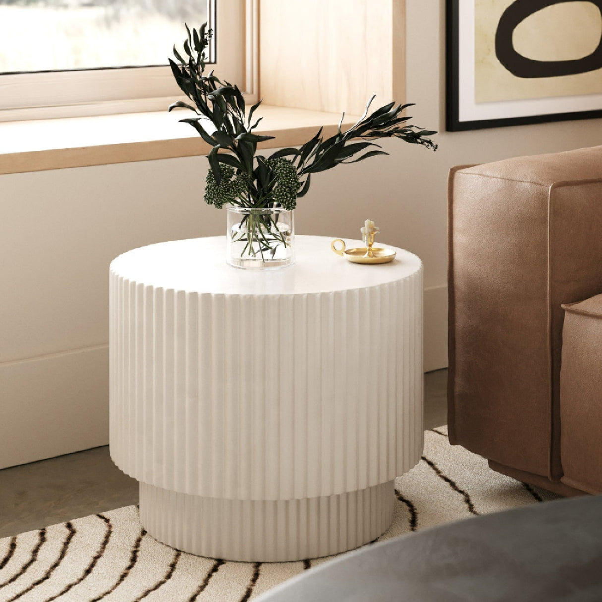 Concrete Round End Table – Gruver – rear view