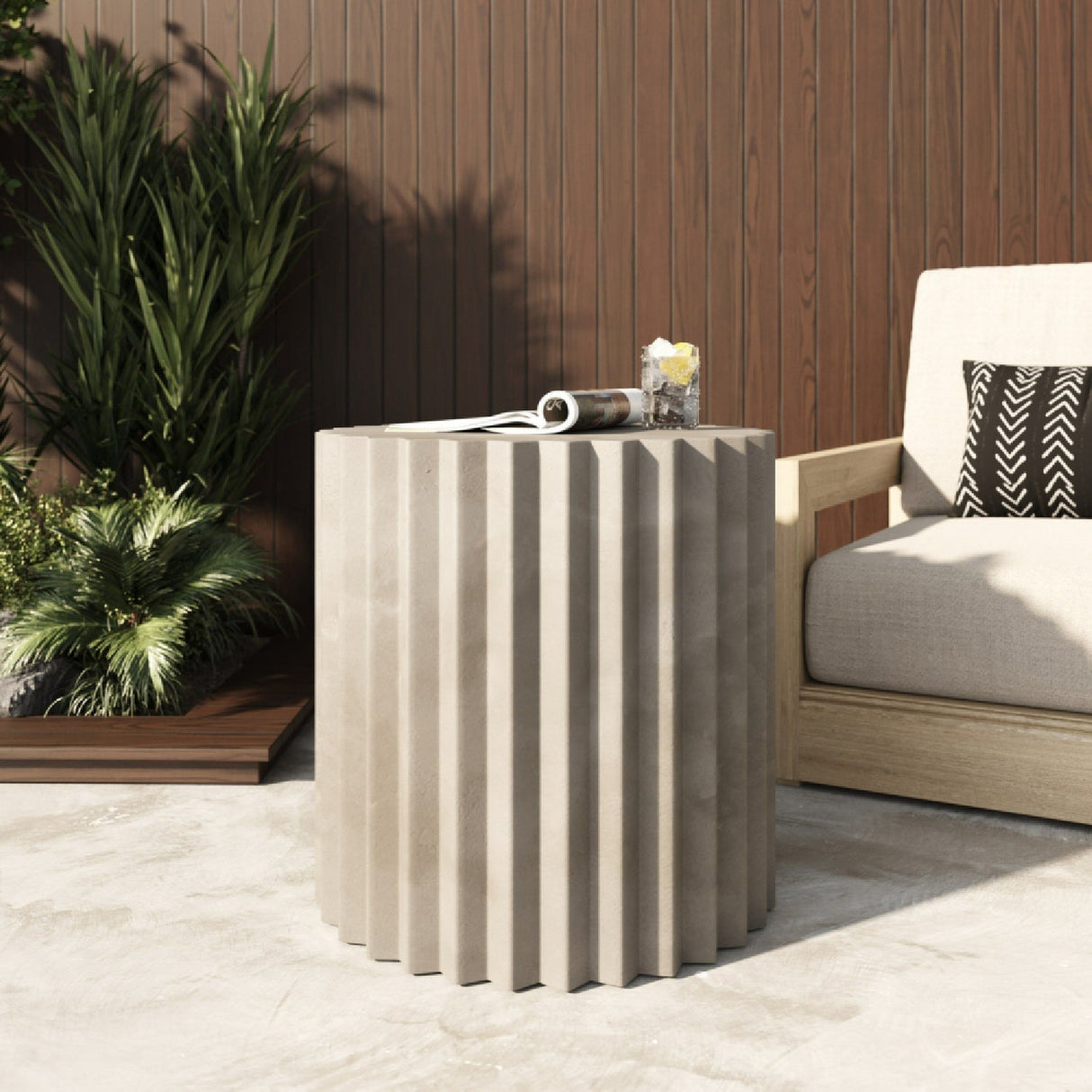 Ribbed Cylindrical End Table – Evadale – alternate view 6