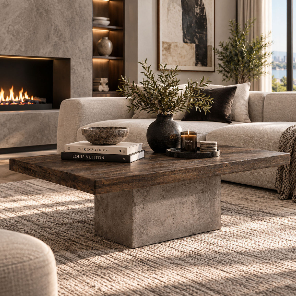 Oak & Concrete Coffee Table | OROA Modern Renzo