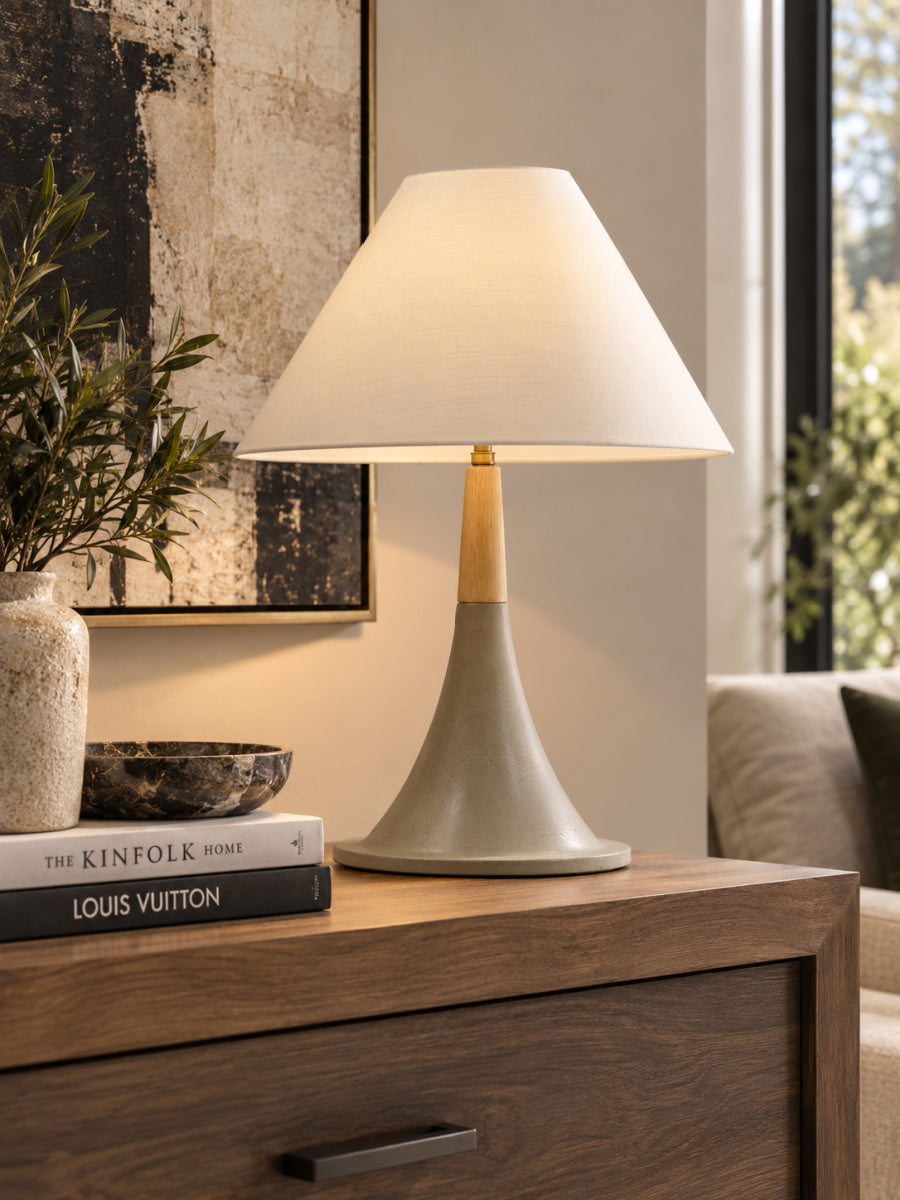 Concrete & Oak Table Lamp | OROA Modern Nunez