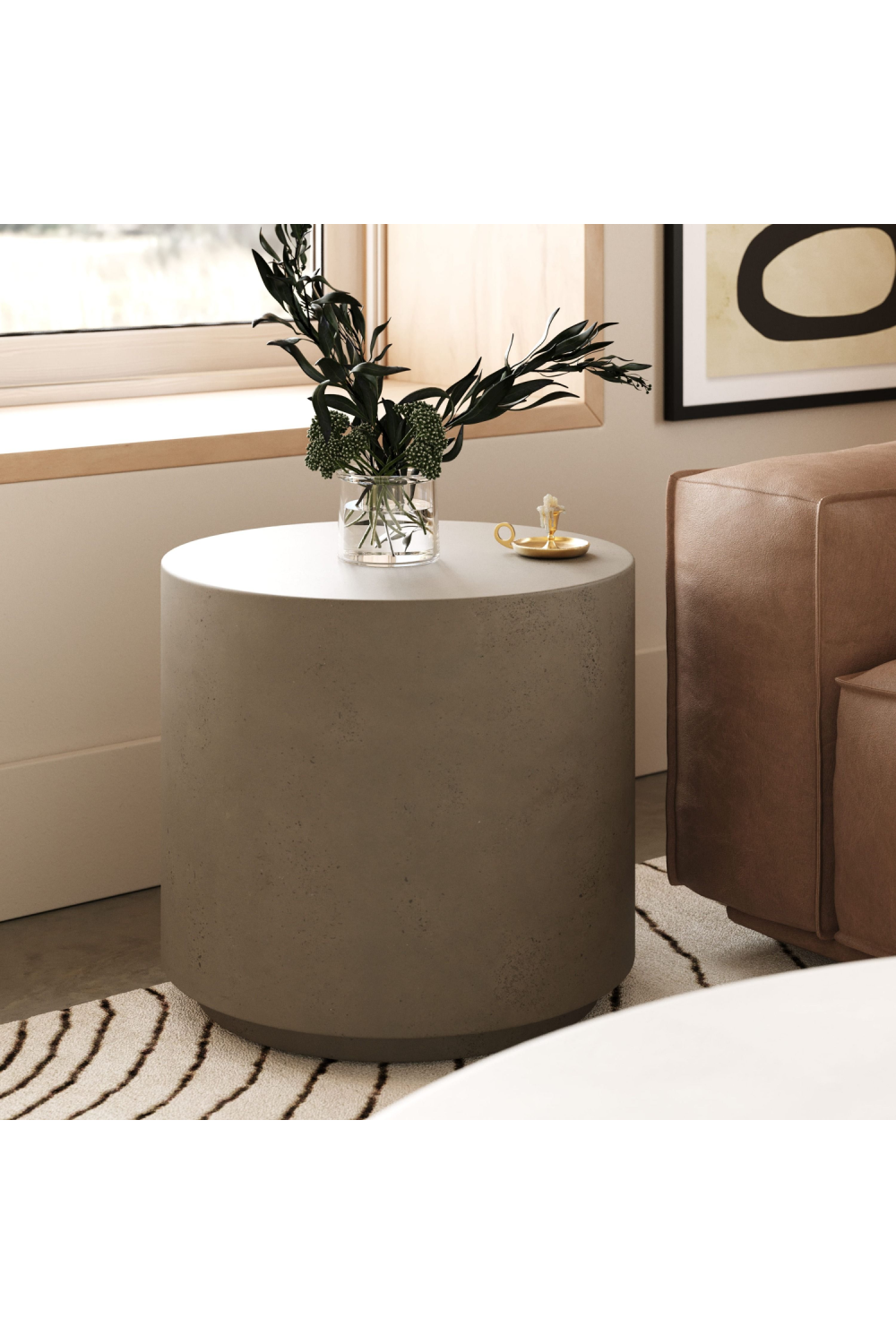 Gray Concrete Cylindrical End Table | OROA Modern Morley | Oroa.com