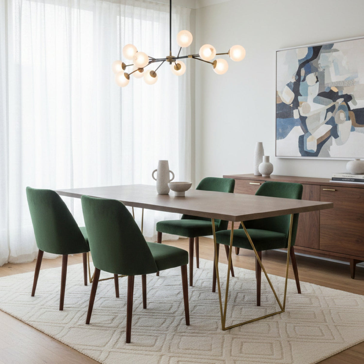 Antique Brass Legged Dining Table | OROA Modern Marcia