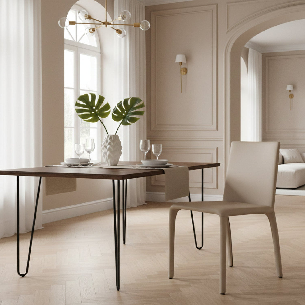 Gray Vegan Leather Dining Chairs (2) – Hyla – angled view