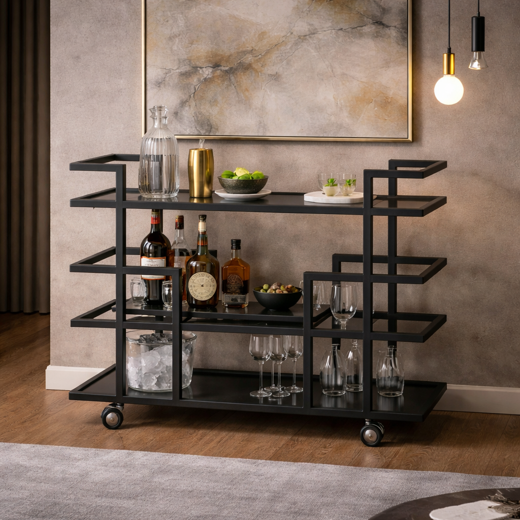 Black Stainless Steel Wine Rack – Deakin – angled view