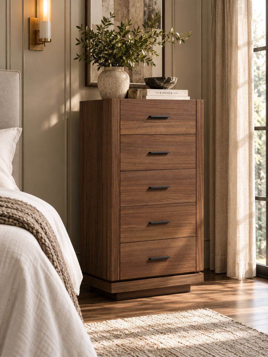 Modern European furniture - 5-Drawer Walnut Chest - www.oroa.com