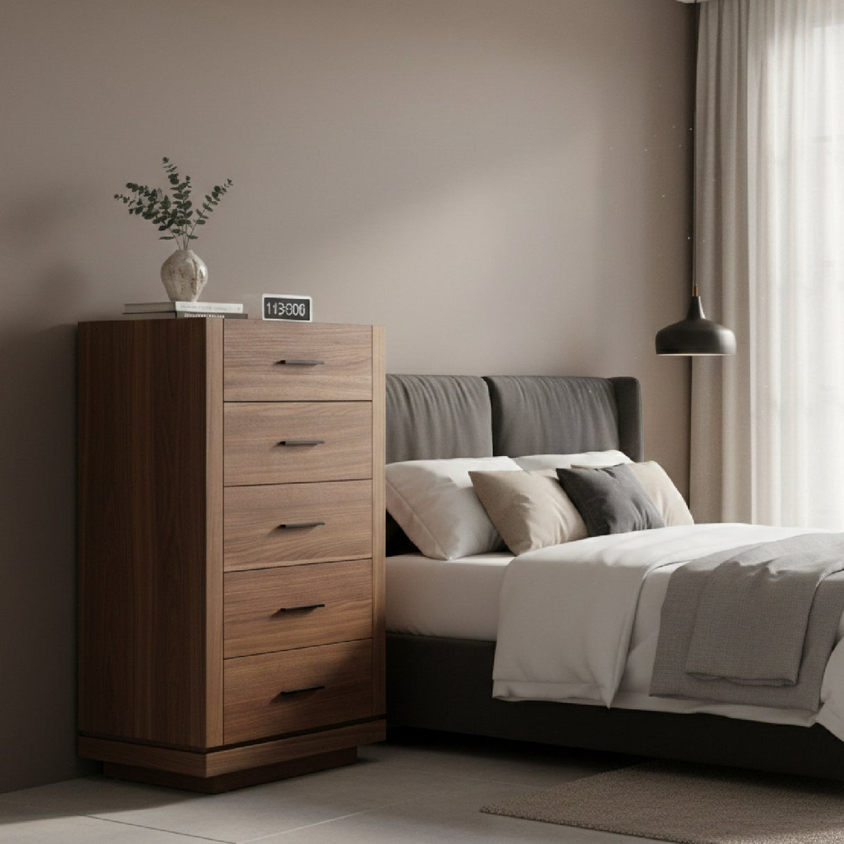 5-Drawer Walnut Chest | OROA Modern Bailey | Oroa.com