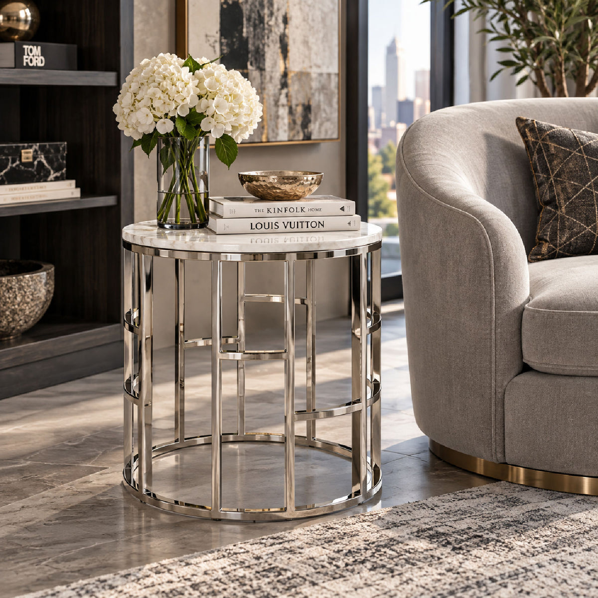 Marble Round End Table | OROA Modern Silvan