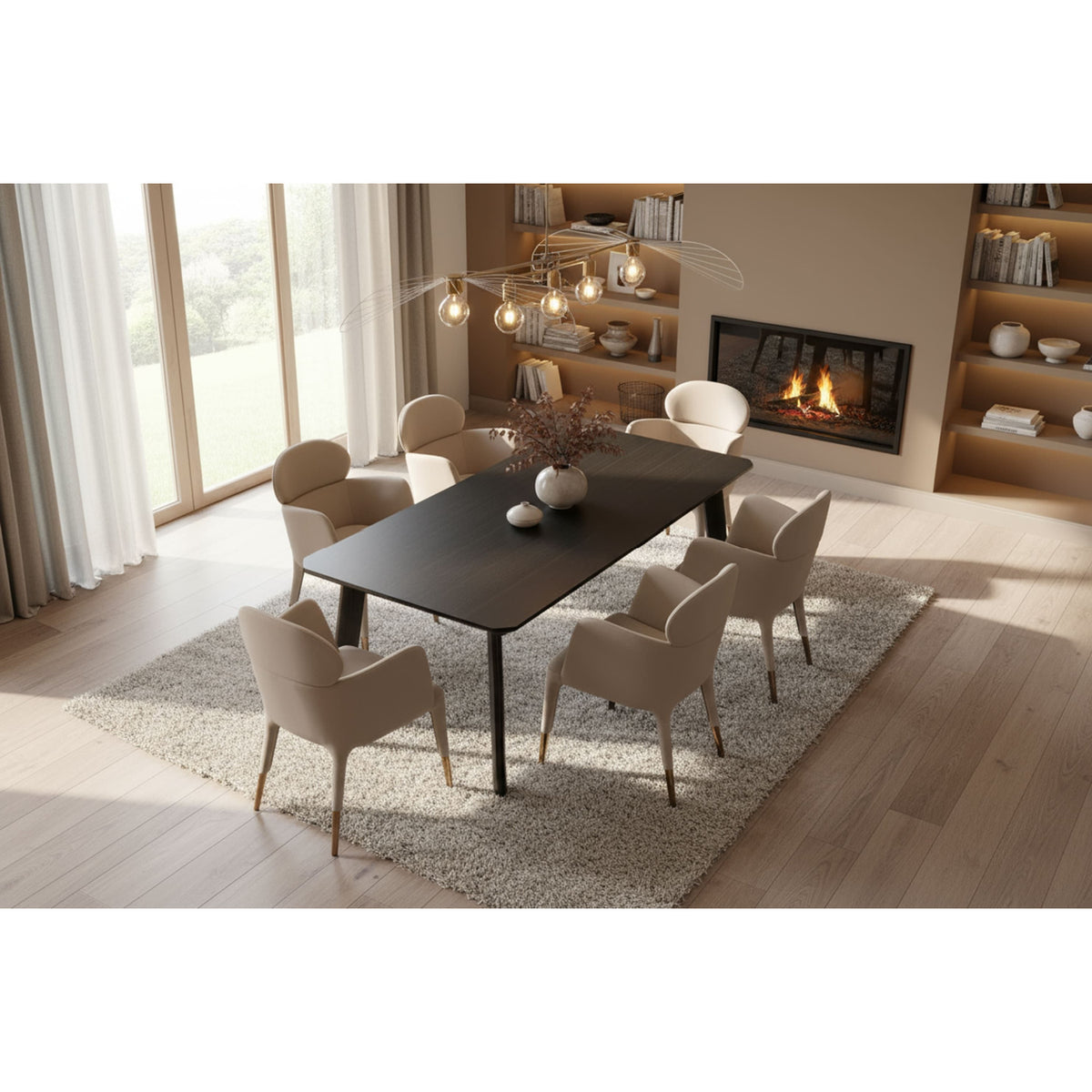 Black & Rosegold Dining Table | OROA Modern Chadwick