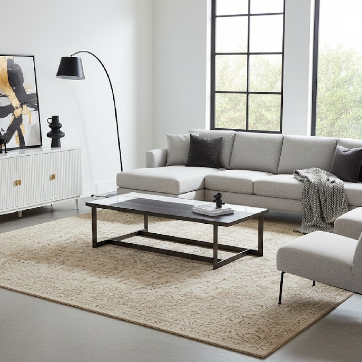 Gray Walnut Marble Coffee Table | Oroa.com