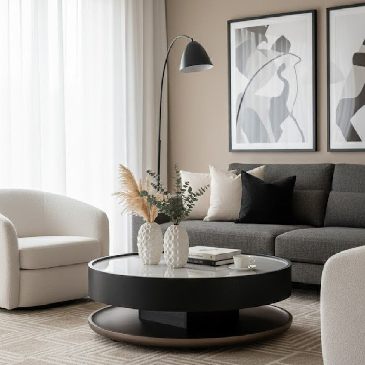 Ceramic Round Coffee Table | OROA Modern Miranda | Oroa.com