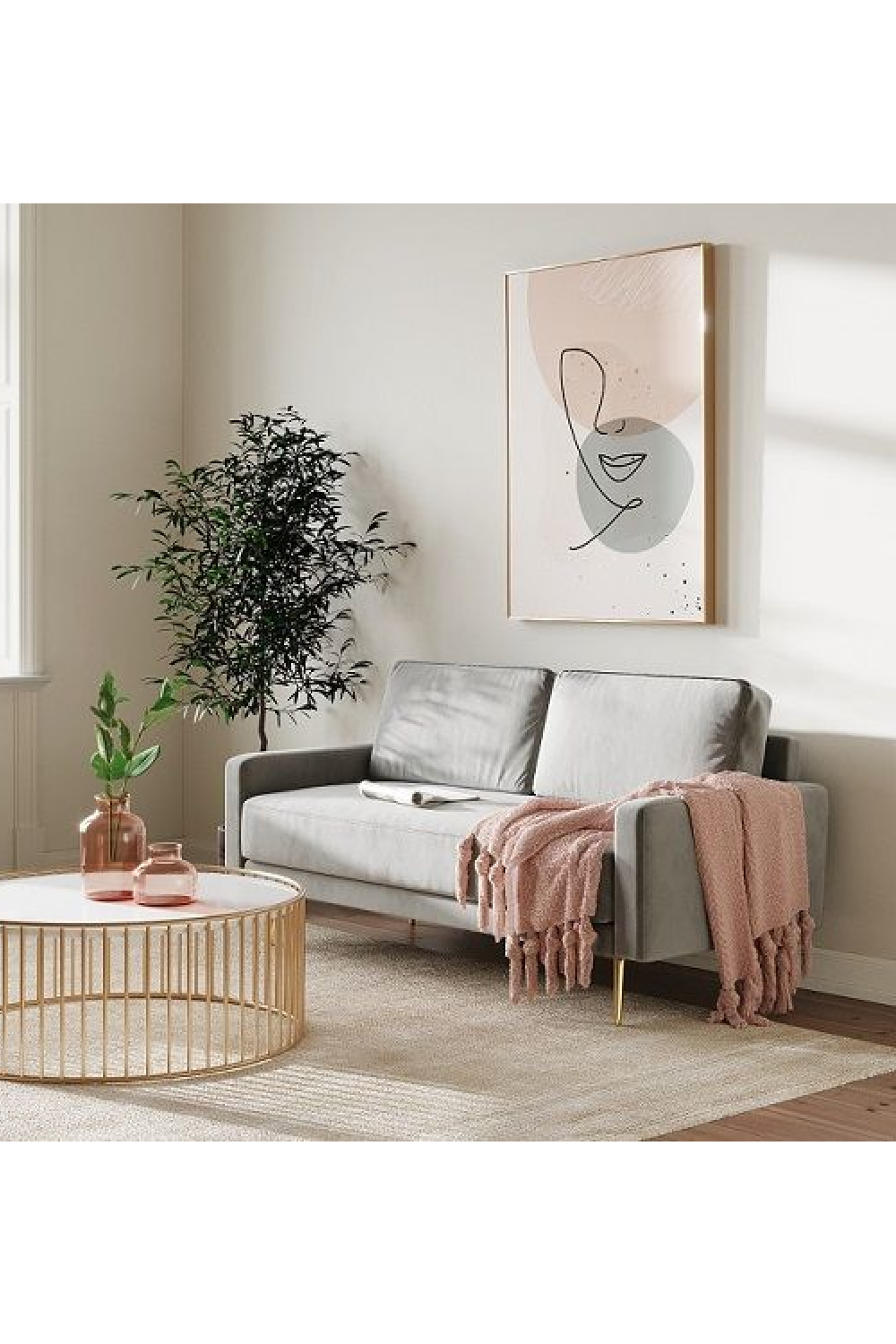 Gray Velvet 2-Seater Sofa | OROA Modern Huffine | Oroa.com