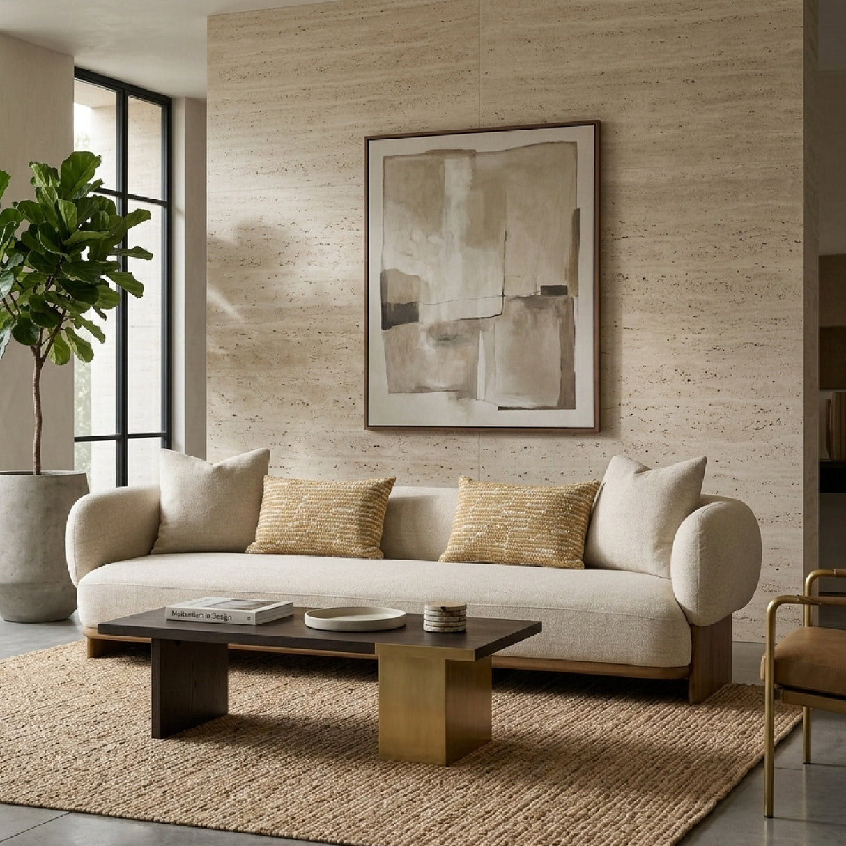 Beige Flared-Arm Sofa – Optima – alternate view 6