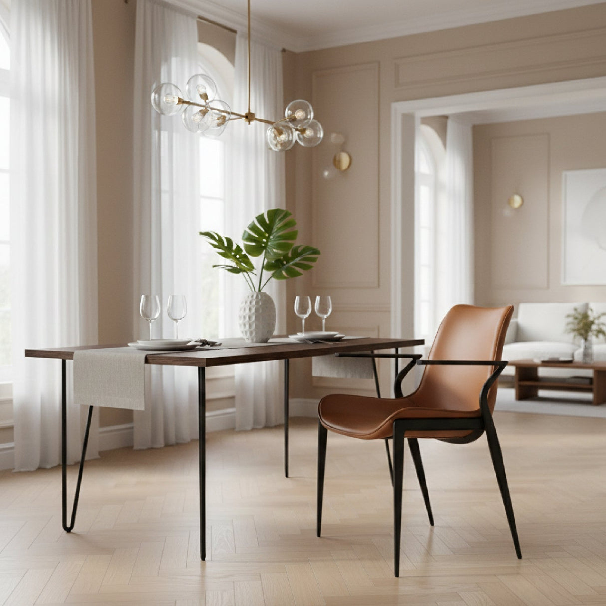 Vegan Leather Dining Chair Set (2) – Osprey – angled view