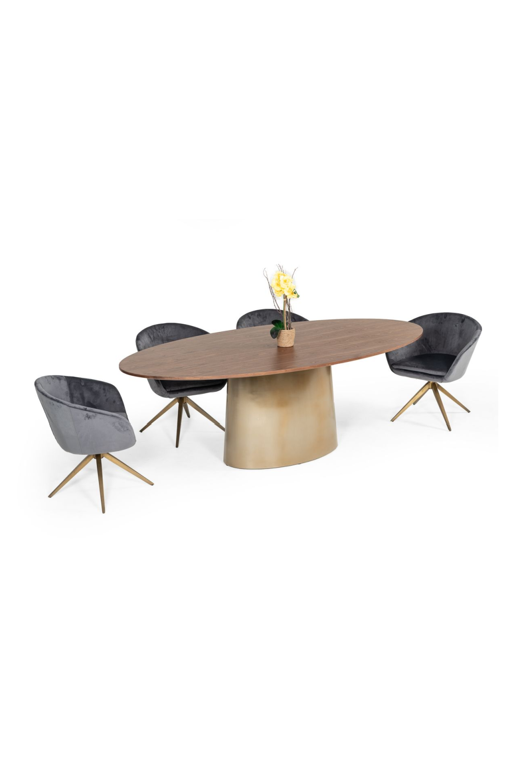 Gray Velvet Curved Dining Chair | OROA Modern Yara | Oroa.com