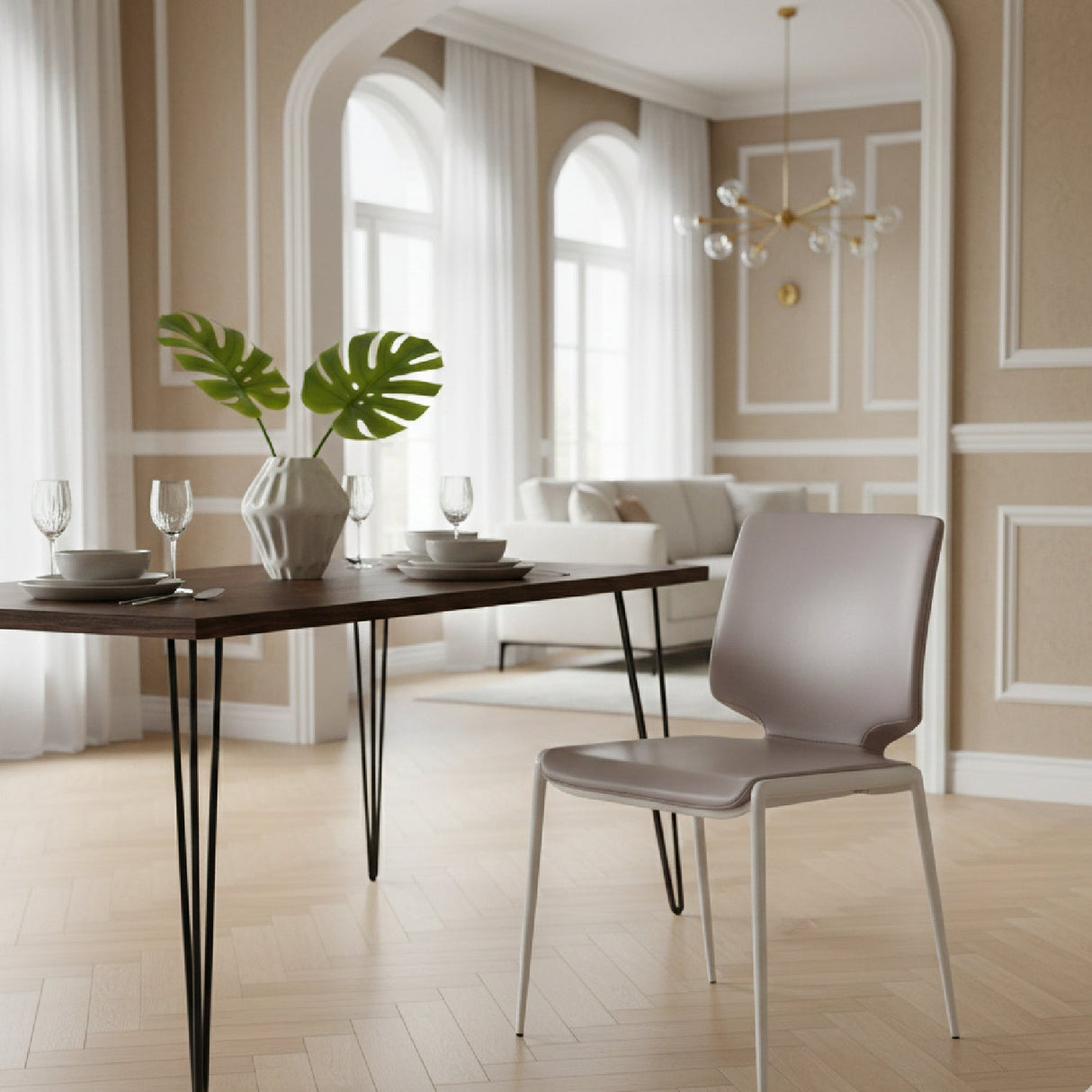 Eco-Leather Stackable Dining Chairs (2) – Eileen – angled view