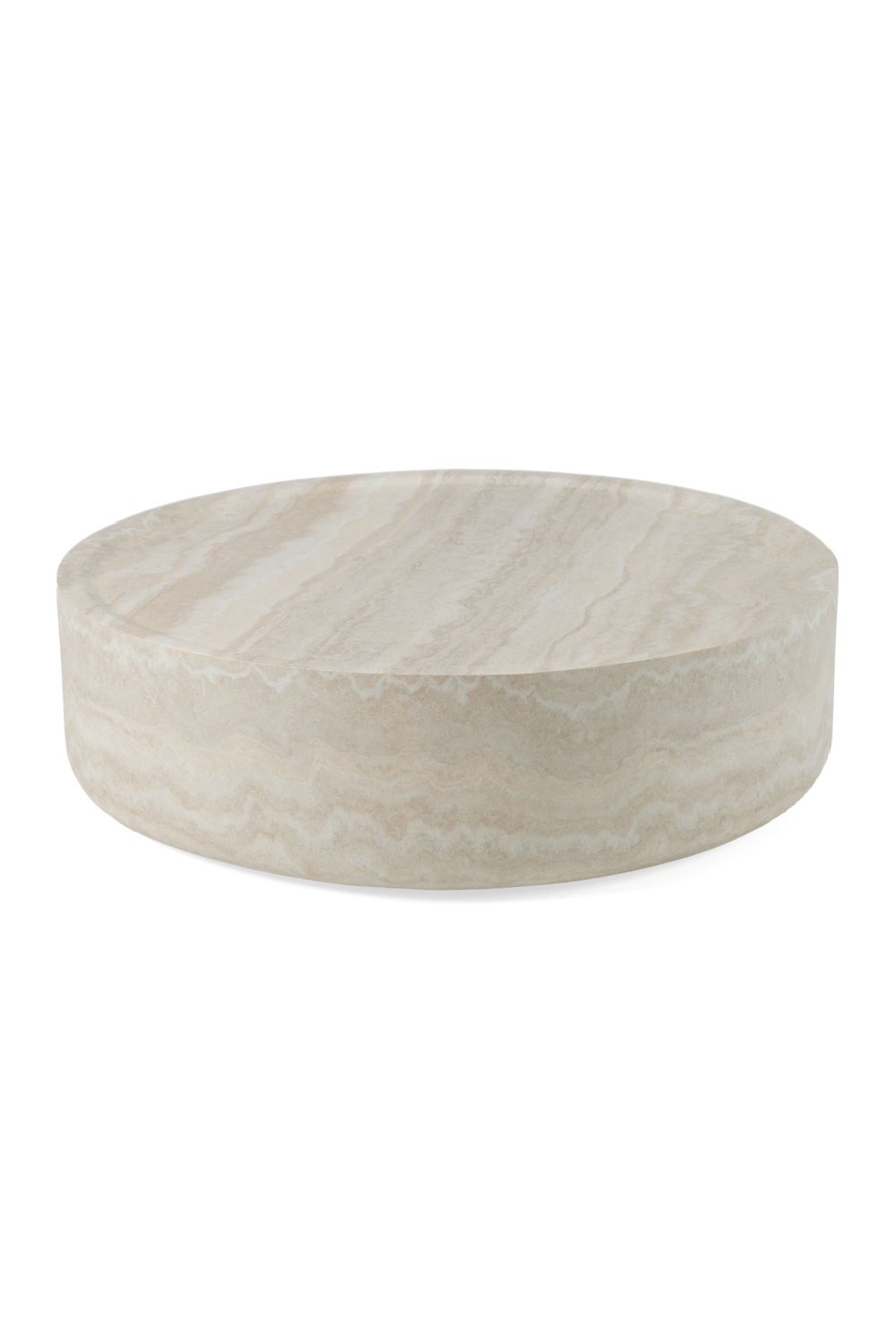 Round Travertine Finish Coffee Table | Oroa.com