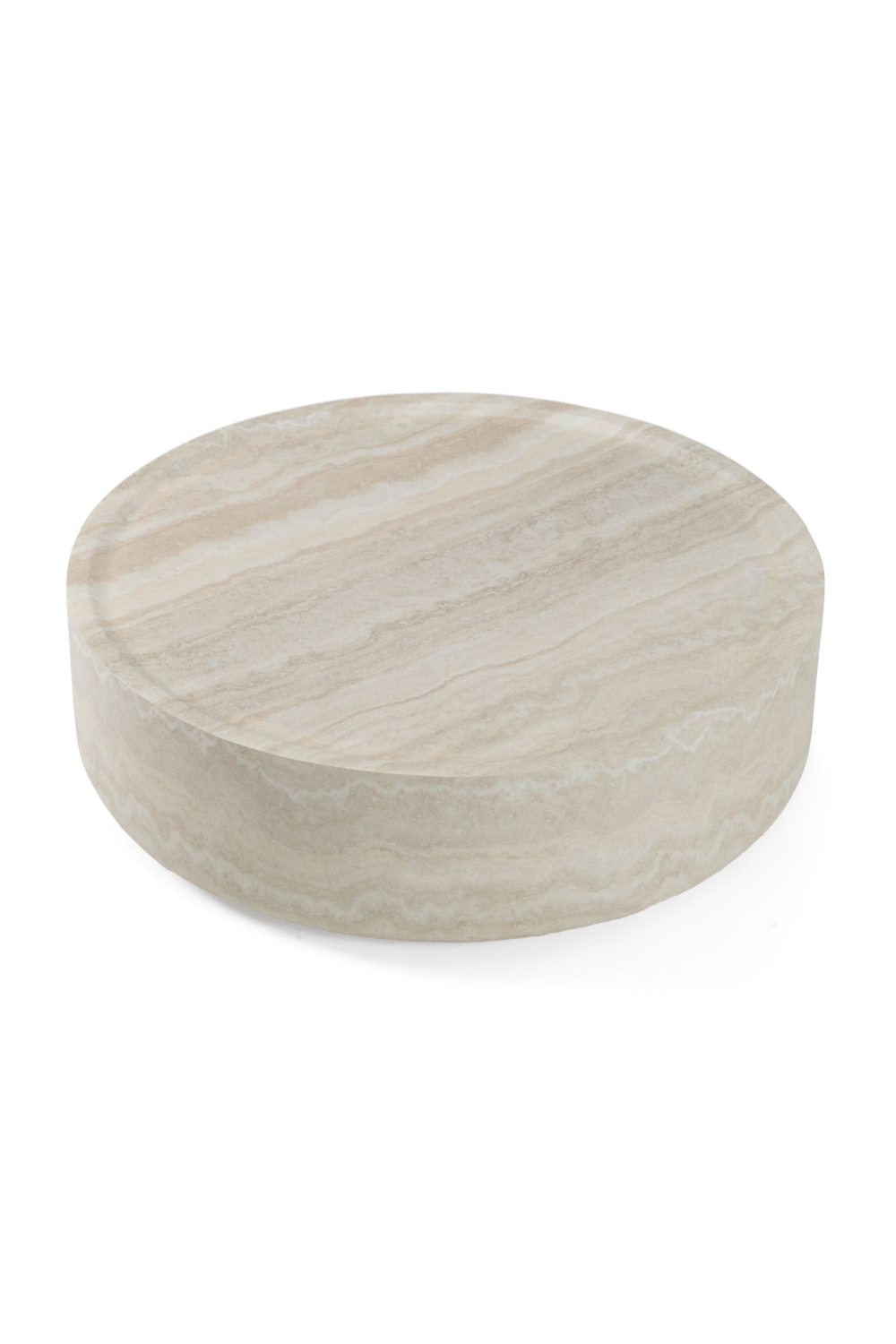 Round Travertine Finish Coffee Table | Oroa.com