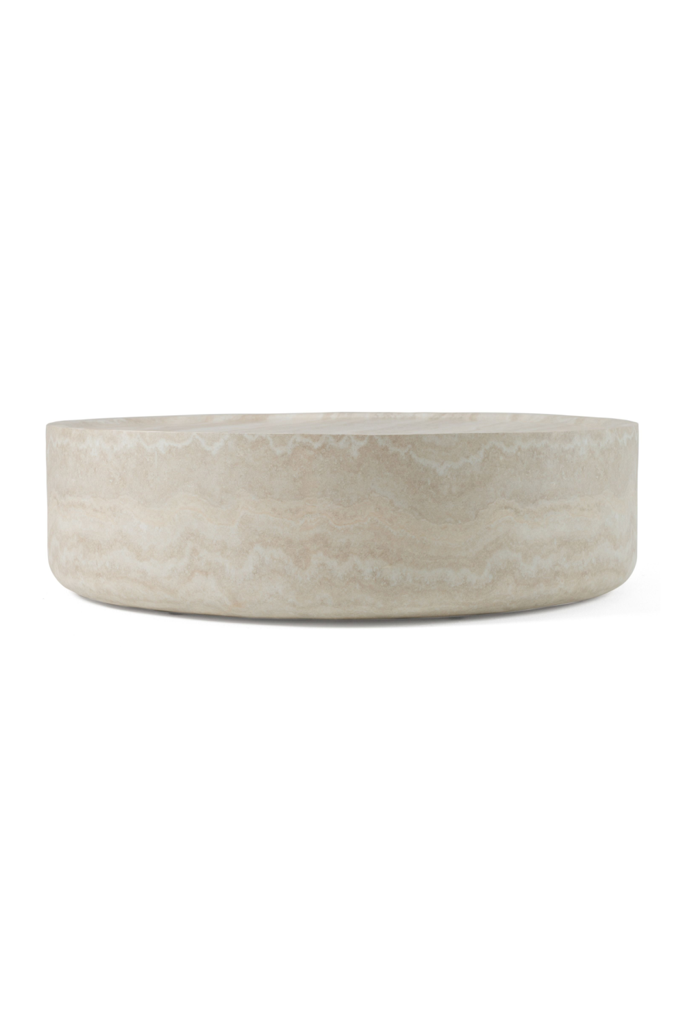 Round Travertine Finish Coffee Table | Oroa.com