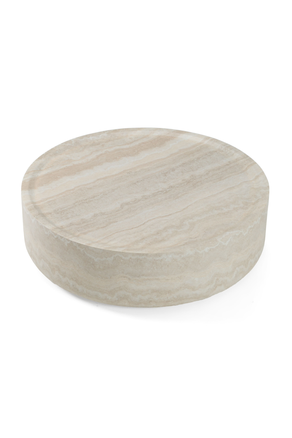 Round Travertine Finish Coffee Table | Oroa.com