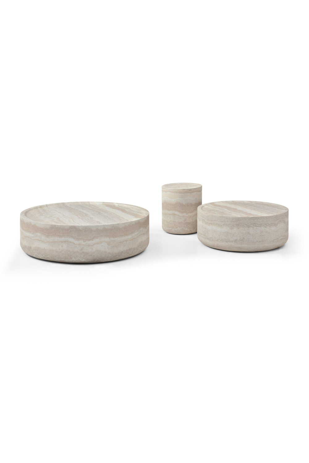 Round Travertine Finish Coffee Table | Oroa.com