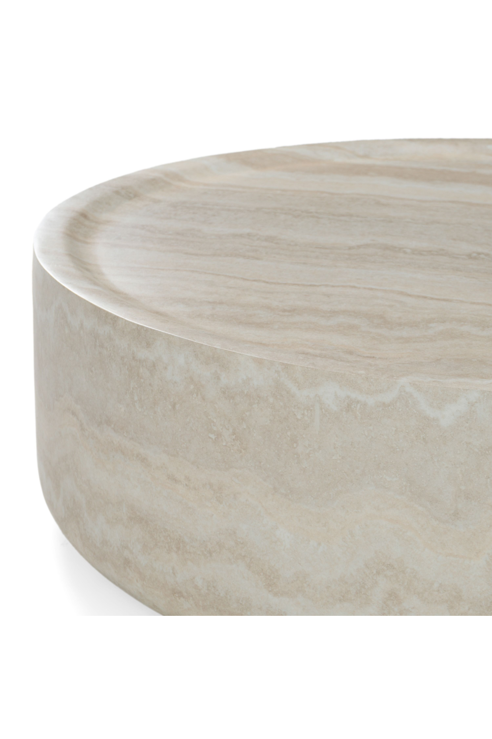 Round Travertine Finish Coffee Table | Oroa.com