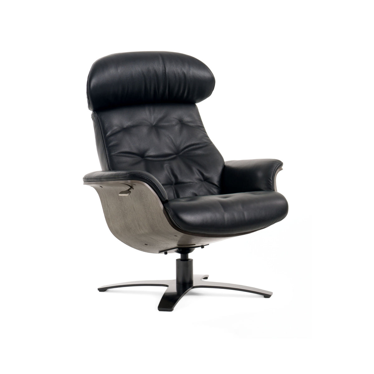 Black Leather Lounge Chair & Ottoman | OROA Modern Nowak