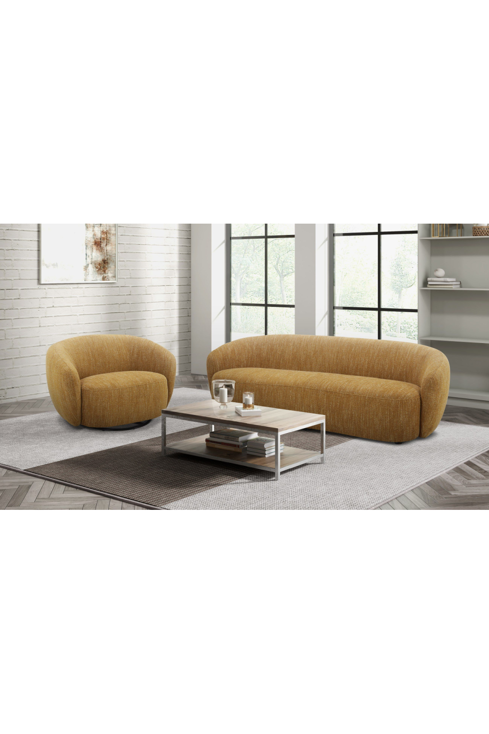 Yellow Curved Swivel Chair | OROA Modern Norris | Oroa.com
