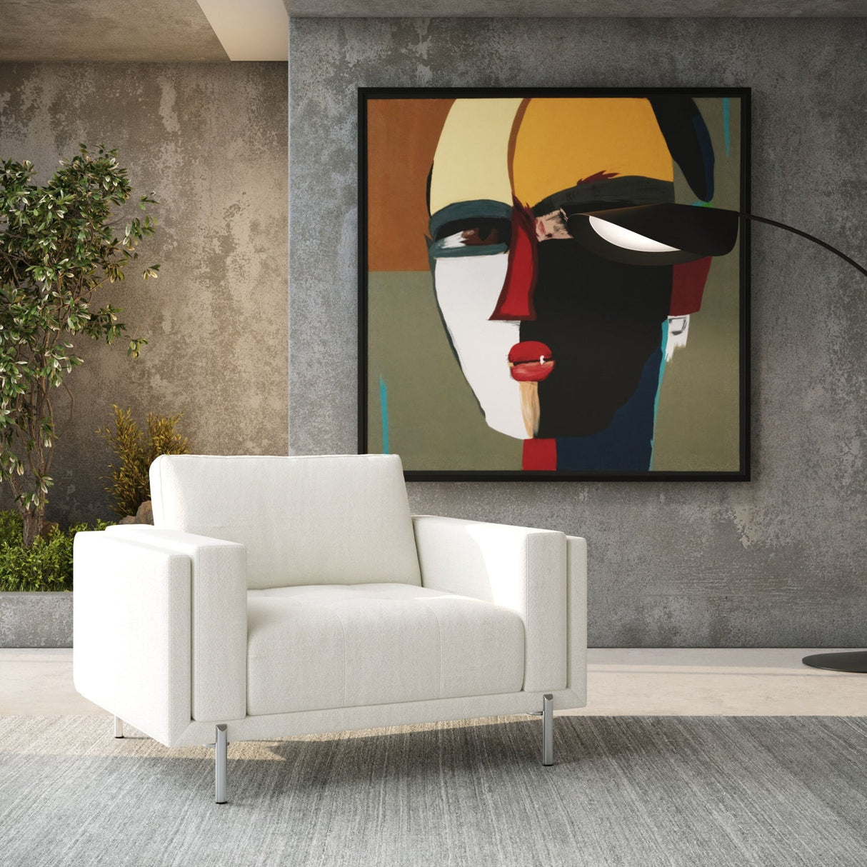 White Square-Armed Lounge Chair – Schmidt – angled view