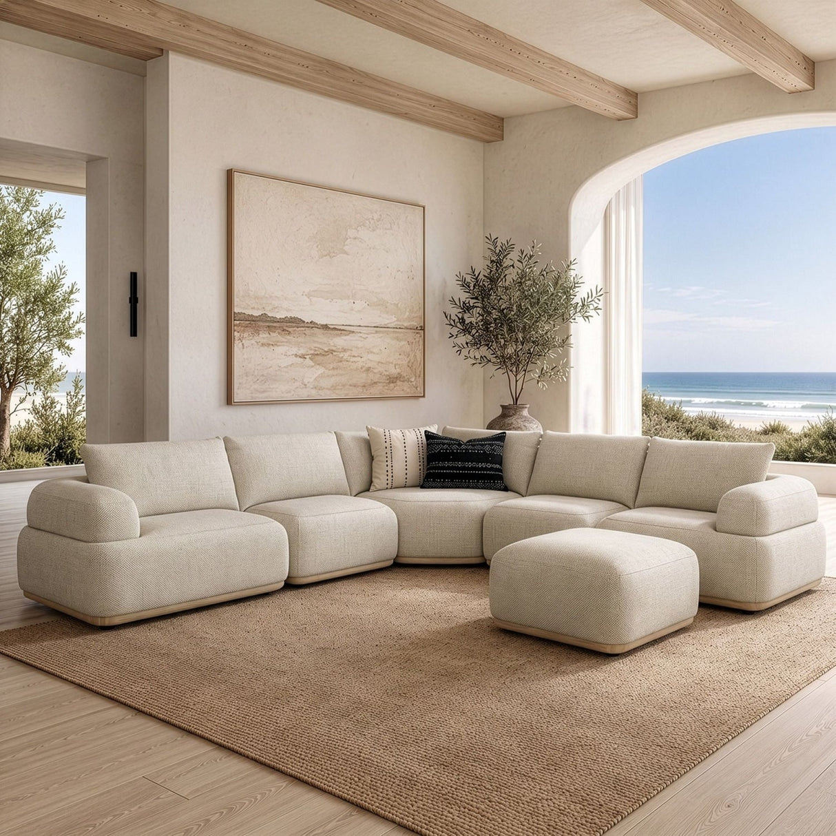 Modern European furniture - Off-White Contemporary Sectional Sofa - www.oroa.com