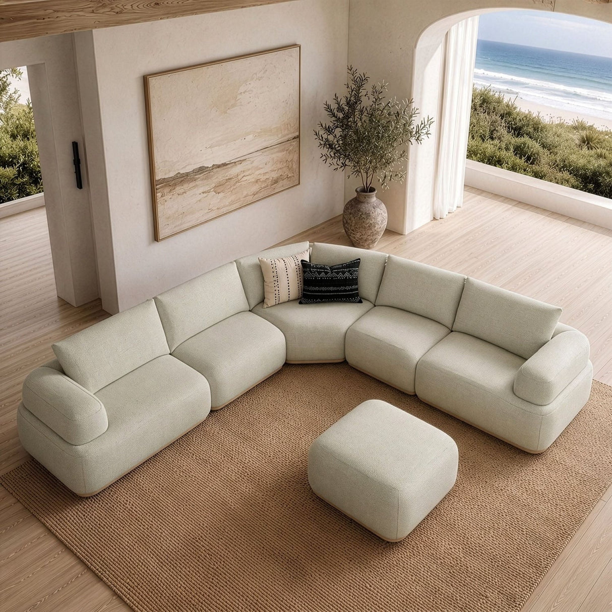 Modern European furniture - Off-White Contemporary Sectional Sofa - www.oroa.com