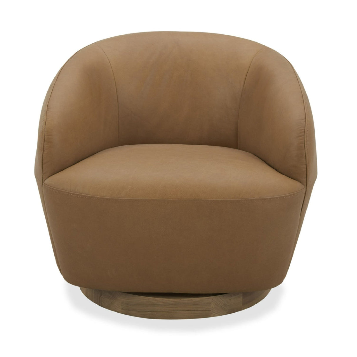Tan Leather Swivel Accent Chair – Agatha – side view