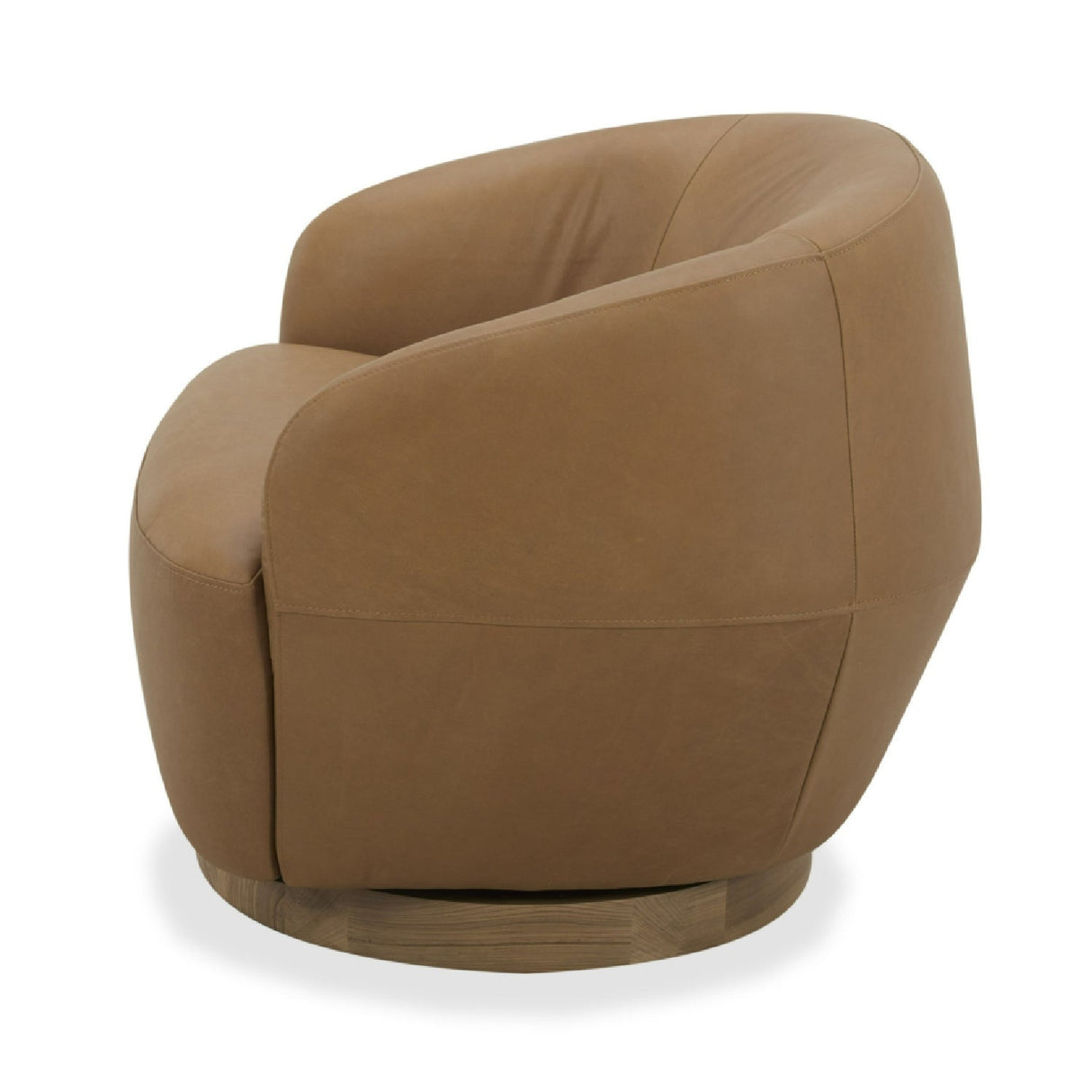 Tan Leather Swivel Accent Chair – Agatha – rear view