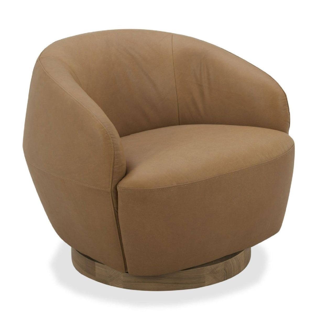 Tan Leather Swivel Accent Chair – Agatha – front view