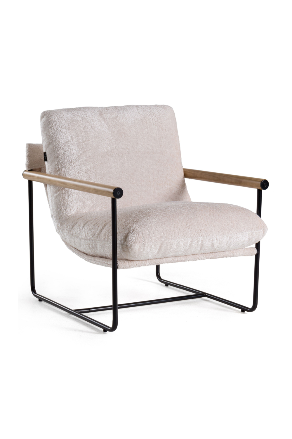 Wood-Armed Beige Accent Chair | OROA Modern Moorcroft | Oroa.com