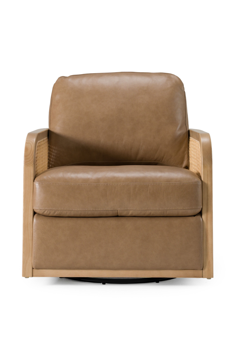 Tan Leather Wicker Swivel Chair | OROA Modern Danson | Oroa.com