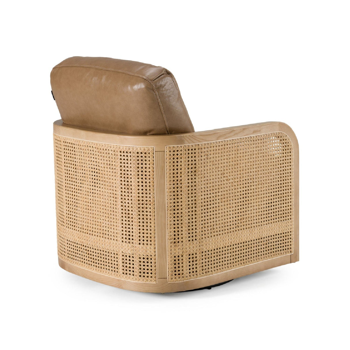 Tan Leather Wicker Swivel Chair | OROA Modern Danson | Oroa.com